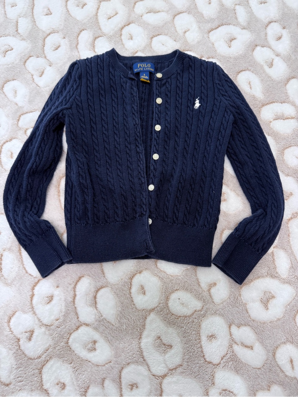Polo by Ralph Lauren Navy Cable-Knit Button-Up Cardigan